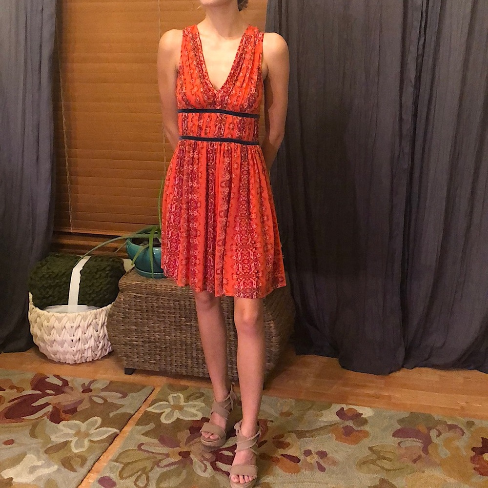 Abercrombie Multi-orange gathered waist mini dress
